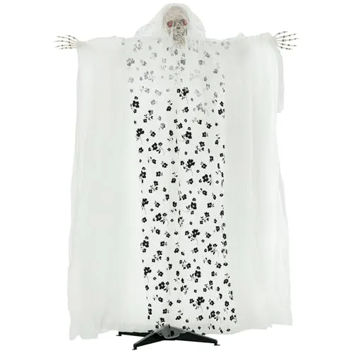 175cm Halloween Geisterbraut mit Soundeffekten - Gruselige Gartenverzierung, aktiviert durch Bewegungsmelder mit leuchtenden Augen und Horror-Geräuschen – ideal für eindrucksvolle Halloween-Partys!