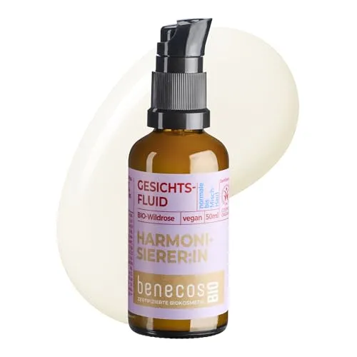 BenecosBIO Gesichtsfluid - Bio-Wildrose & Hyaluron - für normale Haut & Mischhaut - vegan - zertifizierte Naturkosmetik - Hautverträglichkeit dermatologisch bestätigt - 50 ml