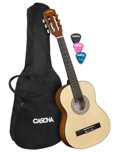 Cascha HH 2354 Student Series 1/2 Konzertgitarre Set - 1/2 Konzertgitarre für Anfänger, mit 55,8 cm Mensur, Fichtendecke und Lindenboden, ideal für den Einstieg in die Musikwelt.