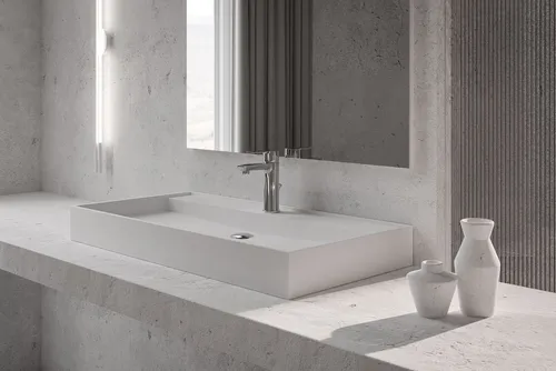 Bernstein Waschbecken TWG12 - Elegantes Aufsatzwaschbecken aus Mineralguss - Waschbecken aus hochwertigem Pure Acrylic in Weiß matt, mit porenfreier Oberfläche für Langlebigkeit und einfache Montage - ideal für moderne Badezimmer.