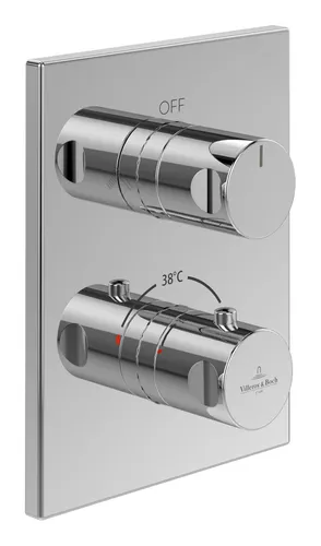 Villeroy & Boch Fertigmontageset TVD00065300061 - Armaturen: Eckiges Unterputz-Duschthermostat mit Zweiwege-Mengenregulierung und Rückflussschutz für eine komfortable Nutzung.