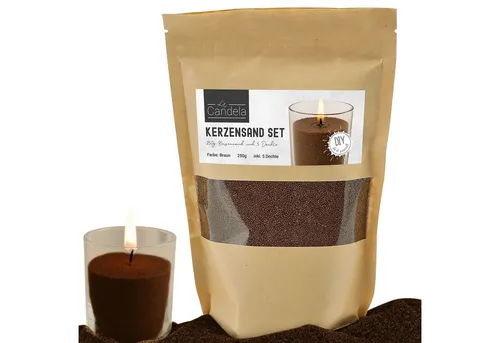 CEPEWA Formkerze DIY Kerzensand 5 Dochte 250gr braun Paraffinwachs Sandgranulat Wachs