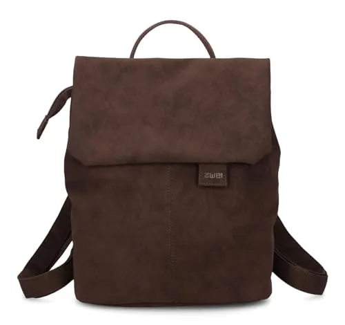 zwei Mademoiselle MR8 - Damenrucksack 29 cm (nubuk-espresso) - Stylischer Damenrucksack mit 4 Litern Volumen und hochwertigem, veganem Polyurethan. Praktische Fächer und gepolsterte Riemen sorgen für Komfort und Organisation im Alltag.