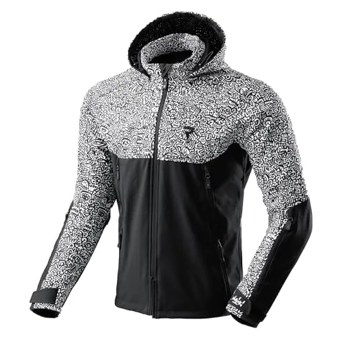 REBELHORN Slash Motorradjacke Herren | Textil | Softshell mit Abnehmbarer Kapuze | Ellbogen und Schulterprotektoren Stufe 2 | 6 Belüftungskanäle