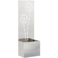 vidaXL Garten Sichtschutz-Leinwand Floral Silber 50 x 140 cm - Stylischer Sichtschutz für den Garten, aus robustem Edelstahl gefertigt. Bietet Privatsphäre und dekorative Akzente, ideal für zeitgemäße Außenbereiche.
