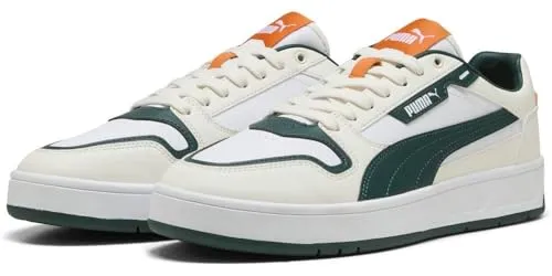 PUMA Unisex Court Classic Street Sneaker, Weiß-Dunkelmyrte, 42 EU - Herren-Sneaker mit Step-in-Komfort-Einlegesohle für optimale Dämpfung und stylischem PUMA Cat Logo an der Ferse.