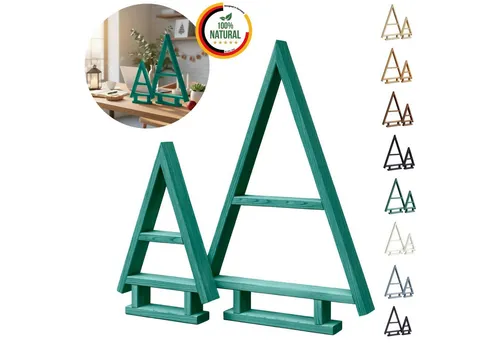 Floranica Weihnachtsfigur Deko 2er SET Handgemacht - Grüner Weihnachtsbaum für Ihre Festtage - Handgefertigte Weihnachtsbaum-Dekoration im 2er Set. Ideal für Innen- und Außenbereiche, verleiht Ihrem Zuhause einen festlichen Charme. Maße: 37 cm Breite, 55 cm Höhe, aus Kieferholz.