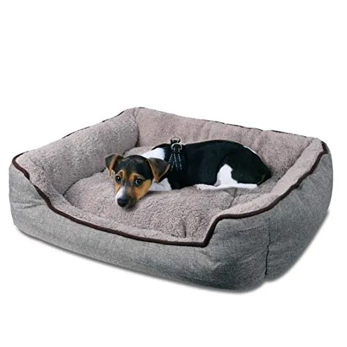 C-Collection Hundebett | Hundekissen | Hundesofa | Hundekorb mit Wendekissen Verschiedene Größen und Farben ((S) 58 x 46 cm Außenmaß, grau)