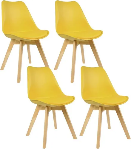WOLTU Esszimmerstühle 4er Set – Skandinavische Retro Küchenstühle - Esszimmerstühle mit ergonomischem Design, gepolstertem Kunstleder und stabilen Massivholz-Beinen, ideal für Komfort und Stil in Ihrem Zuhause.