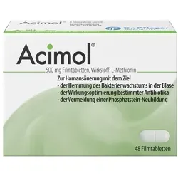 Acimol 500 mg Filmtabletten - Filmtabletten mit L-Methionin zur Unterstützung der Blasengesundheit. Ideal bei Harnwegsinfekten und zur Vorbeugung von Harnsteinen. Gut verträglich und einfach einzunehmen.