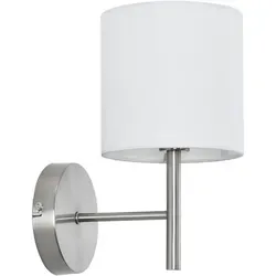 Wandleuchte ‘Winsford’ E14 - Stilvolle Metall-Textil-Leuchte in Silber und Weiß - Lampen - Elegante Wandleuchte mit individuellem Design, ideal für Flur, Büro oder Schlafzimmer. Einfache Montage und harmonische Integration in jeden Einrichtungsstil.