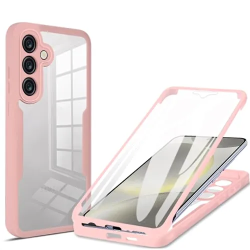 Produktbild betterfon 360 Grad Hülle Kompatibel mit Samsung Galaxy S24 FE | Handyhülle mit eingebautem Displayschutz für Galaxy S24 FE | Rosa