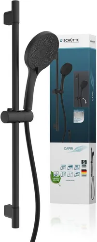 Schütte 64996 Capri Duschstange und Handbrause - Handbrause Set mit 3-Fach verstellbarem Duschkopf, samtstrahl Technologie für ein luxuriöses Duscherlebnis und einfache Montage mit bereits vorhandenen Bohrlöchern.