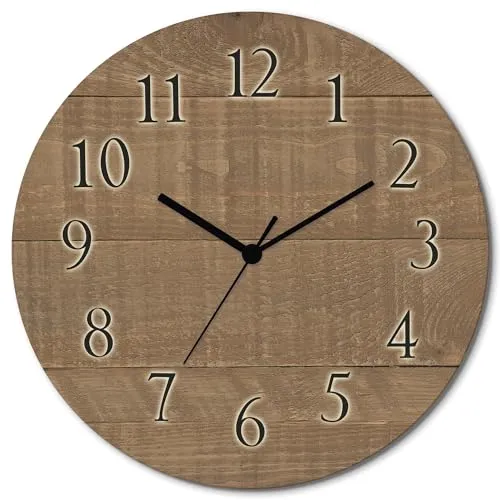 ARTLAND Wanddeko Quarzuhr lautlos aus Holz, Ø 30 cm - Wanduhren aus 6mm Naturholz mit geräuschlosem Uhrwerk für ruhige Räume. Ideal für Wohnzimmer, Schlafzimmer oder Büro. Hergestellt in Deutschland, freischwebende Optik für stilvolle Dekoration.