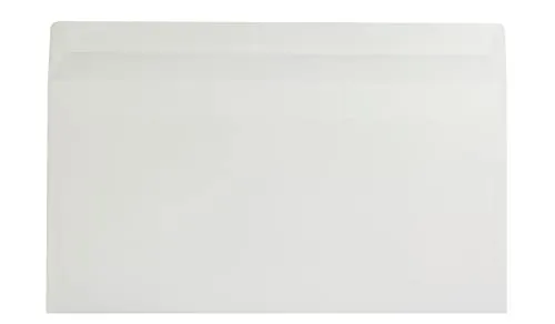 Stück, Transparente Briefumschläge, DIN Lang, Haftklebung mit Abziehstreifen, Gerade Klappe, Offset, Ohne Fenster, Weiß (Transparent-Weiß), Blanke Briefhüllen 500