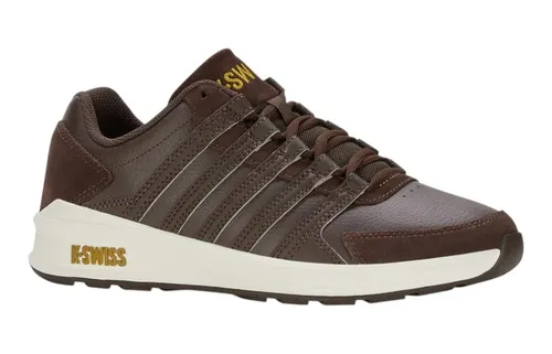 K-Swiss Herren Vista Trainer Sneaker - Java/SnowWhite, 43 EU - Herren-Sneaker aus hochwertigem Leder mit flacher Gummisohle für optimalen Tragekomfort und sportlichen Stil.
