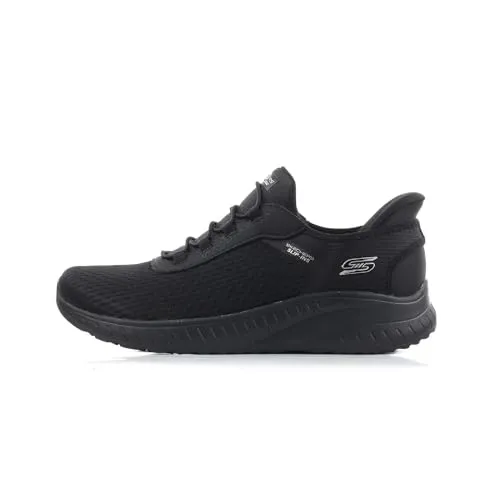 Skechers Damen BOBS Squad Chaos - Flache Sneaker mit schwarzem Netzbesatz, 39 EU - Damen-Sneaker mit stylischem Netzbesatz und flacher Absatzform, ideal für den Alltag und bequemes Tragen.