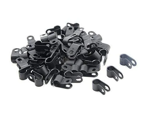 TOVOT 200 Stück R-Typ Kabelschellen Clips de Câble en Plastique Schwarze Kabel Clips (5mm)