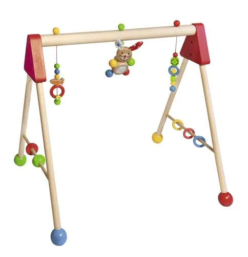 Eichhorn Baby Gym Spielbogen 100017032 - Vielseitiger Spielbogen aus FSC-zertifiziertem Holz, höhenverstellbar und mit drei spannenden hängenden Spielzeugen, die die Motorik und Sinne Ihres Babys fördern.