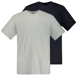 Produktbild JP1880 T-Shirt T-Shirts Basic 2er-Pack V-Ausschnitt Halbarm (2-tlg) grau 7XL