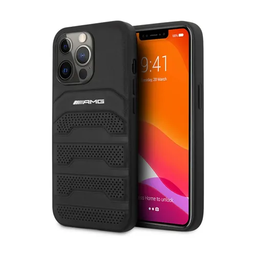 Handyhülle Case iPhone 14 Pro Max - Mercedes AMG Echtleder - Taschen & Schutzhüllen mit AMG Logo, passgenau und stilvoll aus hochwertigem Echtleder für optimalen Schutz.