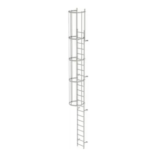 Einzügige Steigleiter aus Edelstahl V4A, Steighöhe 6440mm