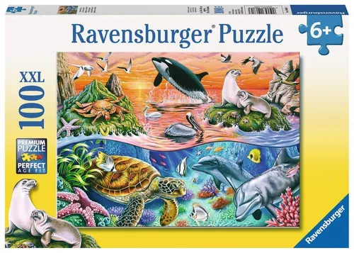 Ravensburger Puzzle 100 Teile Ravensburger Kinder Puzzle XXL Bunter Ozean 10681, 100 Puzzleteile