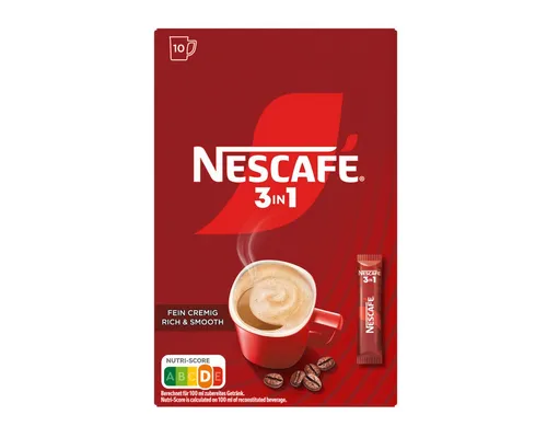 NESCAFE Kaffee, Nescafe 3in1 Typ Sticks Instantkaffee 10 Sticks á 15,5 g Packung 155g