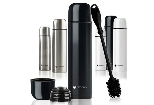 Goods+Gadgets Thermoflasche Edelstahl-Isolierflasche 500/1000ml – Thermosflasche mit Druckknopf, doppelwandiger Thermobecher Isolierkanne