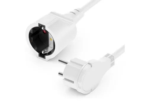 deleyCON deleyCON 2m Stromkabel Verlängerungskabel mit Flachstecker Stromkabel