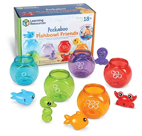 Learning Resources Versteckspiel – Tierische Freunde im Goldfischglas, ab 18 Monaten, Spielzeug für Babys, pädagogisches Spielzeug, Fisch-Spielzeug, Spielzeugtiere, Spielzeug für die Badewanne