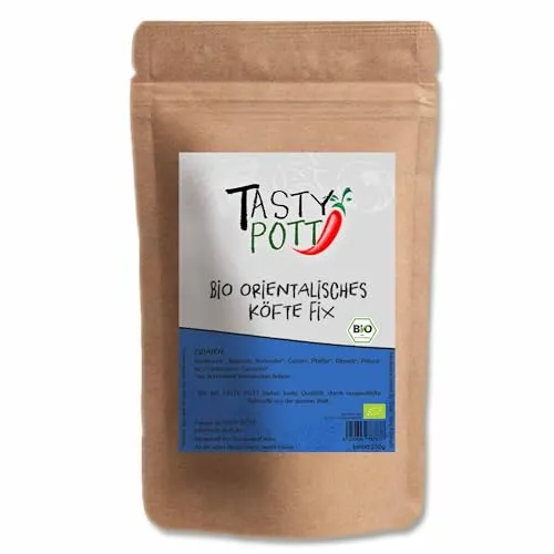 Tasty Pott Bio Orientalisches Köfte Fix 1000 Gramm | Kochen & Braten | Würzen & Verfeinern | Köfte Hackfleischbällchen | Knoblauch Koriander Cumin Pfeffer | Bioqualität | Vorteilsbeutel Vorratspackung