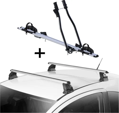 Fahrradträger SAGITTAR + Dachträger VDP EVO ALU für Mercedes Citan (W415) - Praktisches Set aus Fahrradträger und Dachträger, ideal für alle Fahrradtypen. Maximale Zuladung von 15 kg für den Fahrradträger und 75 kg für den Dachträger. Einfache Montage und hochwertige Materialien für sicheren Transport.