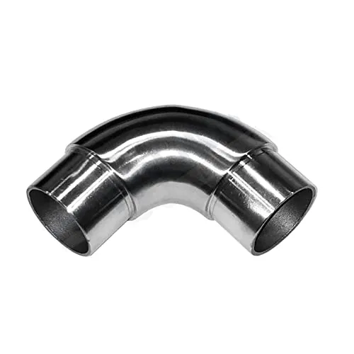 Edelstahl Steckfitting Rohrverbinder Rohrbogen Flansch Verbinder Geländer V2A (Ø 42,4 mm, Rundbogen 90°)