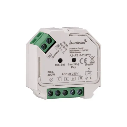 Funk Schalt-Aktor Mini für Taster, 200W/400W für 230V Lampen die per Phasenabsch