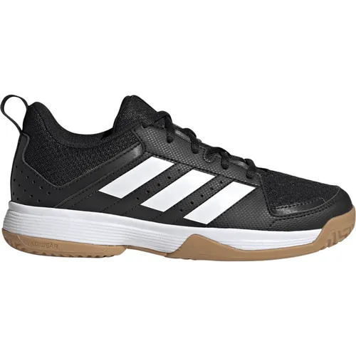 adidas Ligra 7 Kinder Indoor Schuh Core Black - Vielseitige Indoor-Schuhe für Kinder mit griffiger Adiwear-Außensohle und atmungsaktivem Mesh-Obermaterial, ideal für verschiedene Hallensportarten.