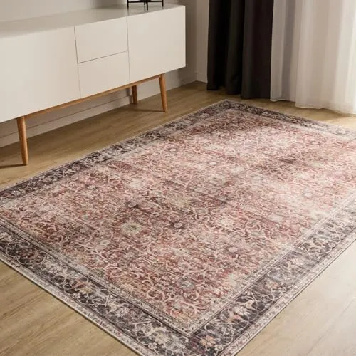 benuta Basic Waschbarer Teppich George - Multicolor 60x120 cm - Teppich mit elegantem Vintage-Design, maschinenwaschbar und pflegeleicht – ideal für Wohnzimmer und Schlafzimmer, mit rutschfester Rückseite für sicheren Halt.