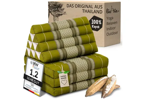 livasia Sitzsack Thaikissen 3 Auflagen (Classic) vegan und handgefertigt, 175x50x8cm, Kapok