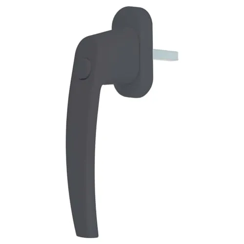 Premium Aluminium Fenstergriff mit Druckknopf, Farbe:Grau RAL 7016, Stiftlänge:35mm