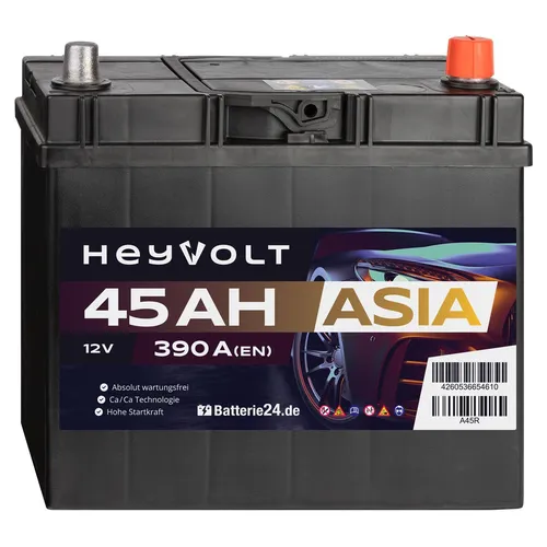 Starterbatterie ASIA Autobatterie A45R 12V 45Ah 390A PKW  Pluspol Rechts