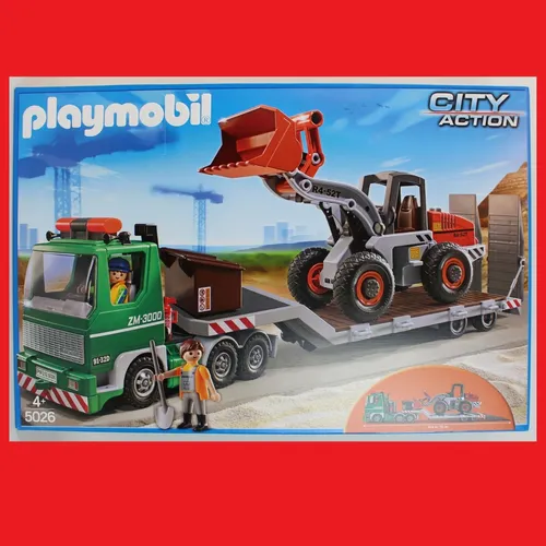 Playmobil 5026 Tieflader mit Radlader LKW Baustelle Bagger past zu 5467 6144 NEU