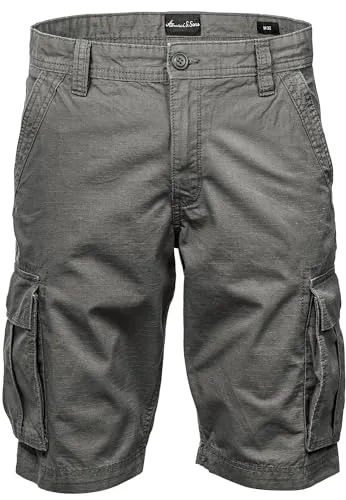 Amaci&Sons Herren Cargoshorts Männer Kurze Bermuda Hose Regular Fit 7027 Dunkelgrau W32