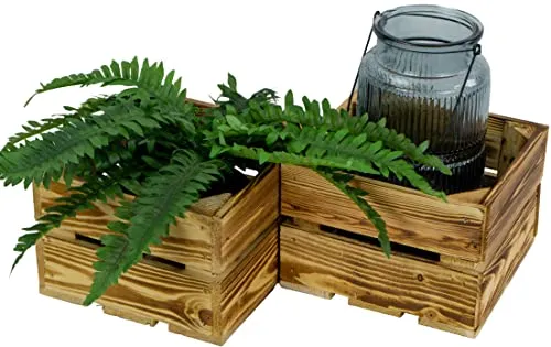 Kistenkolli Altes Land kleine geflammte/weiße/Kiste Lotta Maße ca 22x22x15cm Weinkiste Aufbewahrungskiste Holzkiste Geschenkkiste (Geflammt 2er set)