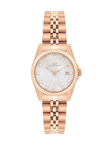Rhodenwald & Söhne Quarzuhr Cassina roségold - Elegante Damenuhr mit schimmerndem Perlmutt-Zifferblatt und Swarovski®-Kristallen. Robust und stilvoll dank rosévergoldetem Edelstahl und langlebigem Quarz-Uhrwerk. Ideal für jeden Anlass.
