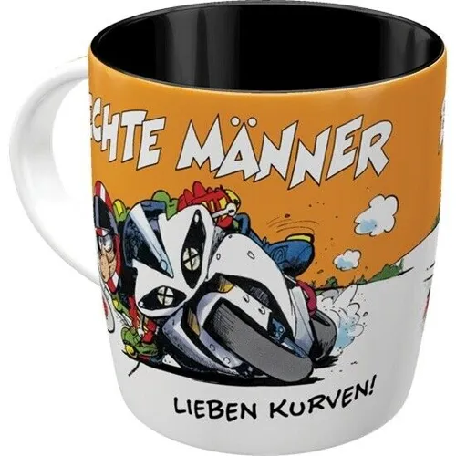 Motomania echte Kerle Motorrad Kaffeetasse Becher Souvenir Tasse 330 ml.