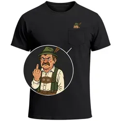 MoonWorks Print-Shirt Herren T-Shirt mit Brusttasche Bayrischer Grantler Trachtenlook für mit Print schwarz XXL