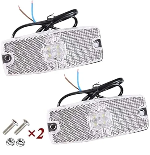 ETUKER 2*Trailer Front Positionsleuchten weiß, Seitenmarkierungsleuchten,LED LKW-Seitenblinker Helle Lampen Umrissleuchten mit Reflektor für Caravan Trailer Van LKW ECE-geprüft (weiß)
