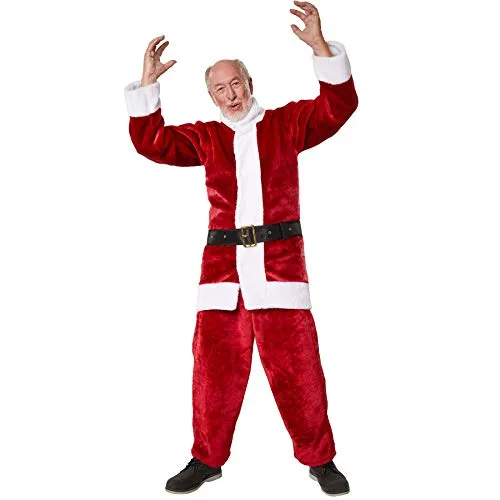 tectake® Herrenkostüm Weihnachtsmann-Set dunkelrot - Kostüme: Klassisches Weihnachtsmann-Set in edlem Dunkelrot, aus weichem, flauschigem Stoff für festliche Anlässe und hohen Tragekomfort.