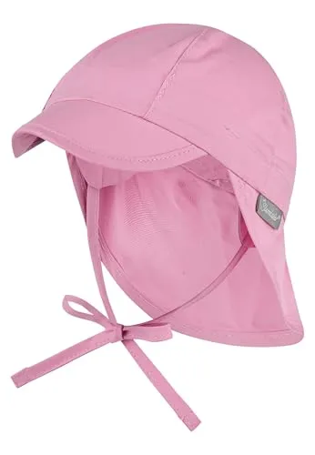 Sterntaler Schirmmütze Nacken Basic - Mädchen Baby- und Kinder Mütze mit Nackenschutz, Ohrenklappen und Bindeband - UV-Schutz 50+ Hut aus Popeline (Bio) - Sommer Kopfbedeckung - perlrosa, Größe 49