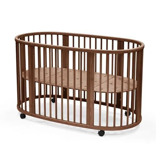Stokke Sleepi Bett V3, Warm Brown – für 0-5-Jährige geeignet – verstellbar, stylish & flexibel – Stabiler Rahmen aus Buchenholz